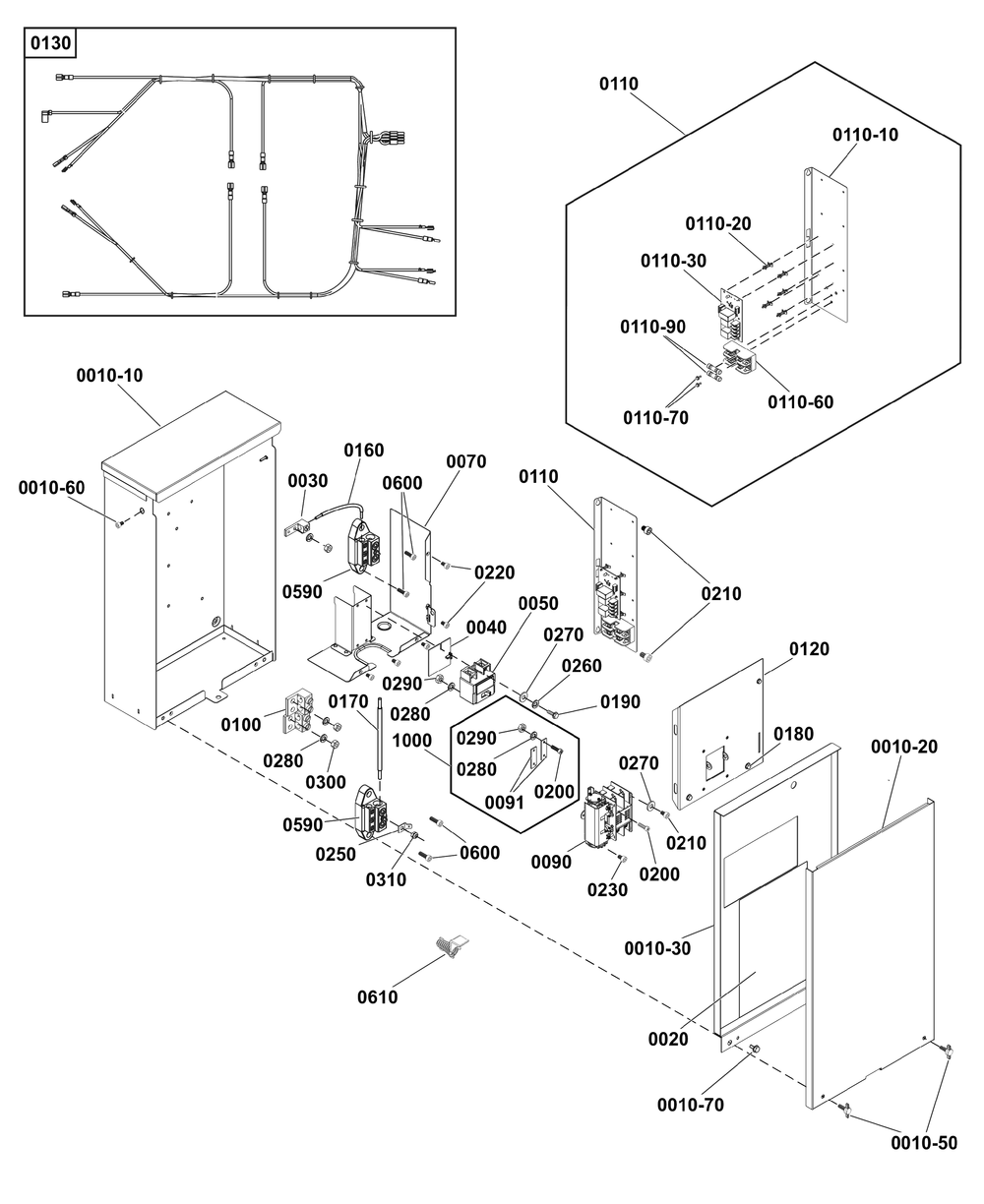 Transfer Switch - Enclosure Diagram and Parts List for 071230-00  Briggs and Stratton Generator